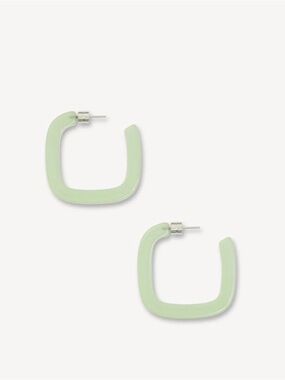 NWT Light Green Italian Acetate Midi Square Hoop Earrings
